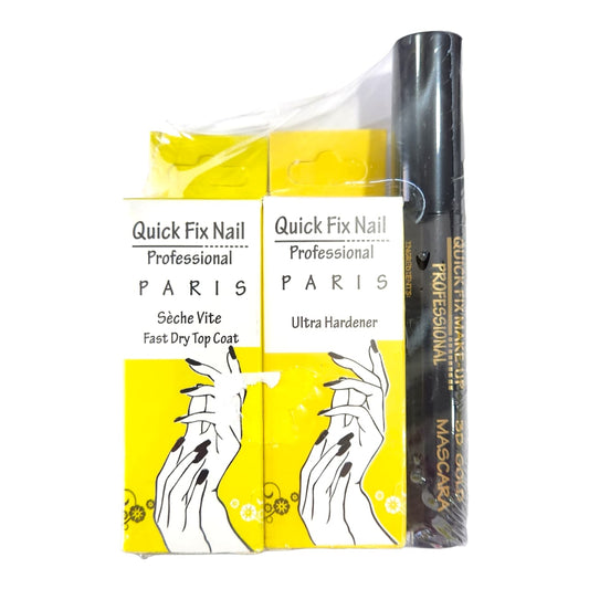 Quick fix ultra nail hardener + fast dry top coat + FREE quick fix 3D mascara - Medaid