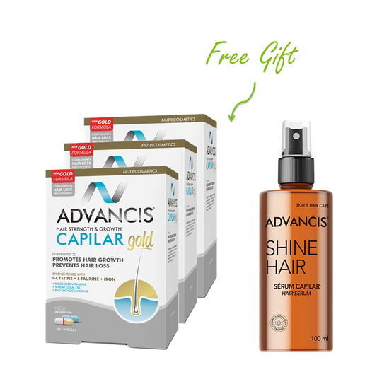 3-pack + Gift: Advancis Capilar Gold for Hair Strength & Growth - Medaid