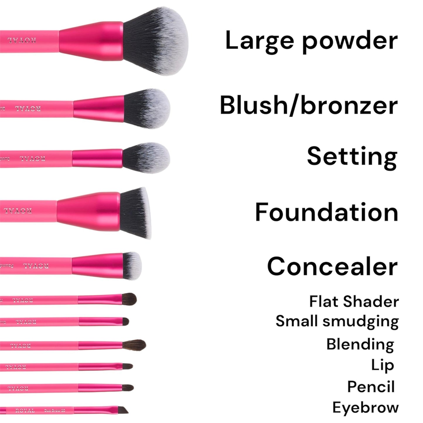 Royal Cosmetics Hot Pink 11 pieces Brush Set - Medaid