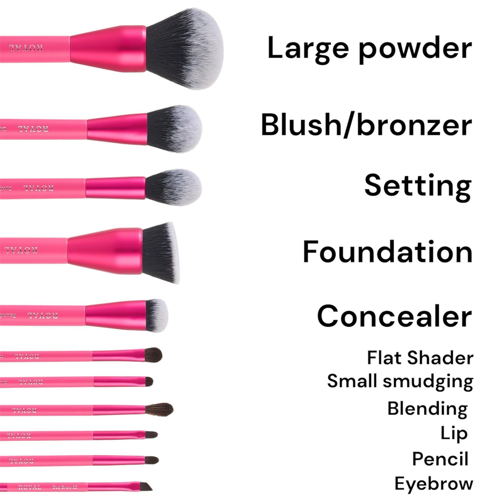 Royal Cosmetics Hot Pink 11 pieces Brush Set - Medaid