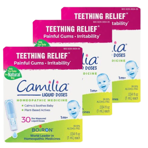 Boiron Camilia Teething Drops VALUE PACK for Daytime and Nighttime Relief of Painful or Swollen Gums and Irritability in Babies - 90 Count Total - Medaid