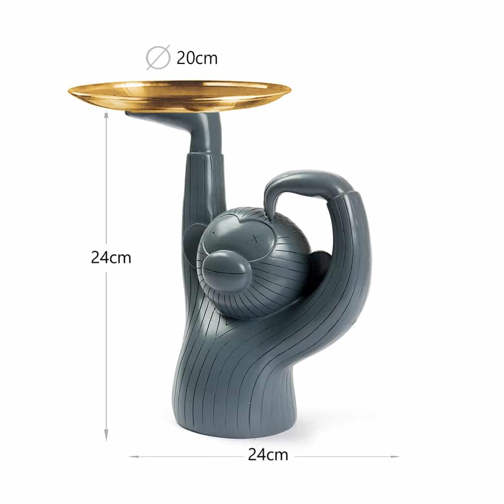 24 CM, Decorative Resin Monkey Sculpture with Serving Tray - Medaid