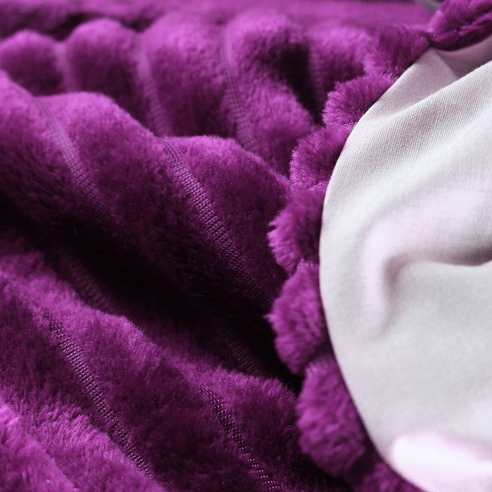 6-Pieces, Purple Duvet Plush Quilt Cover and Pillowcase Set, King Size - Medaid
