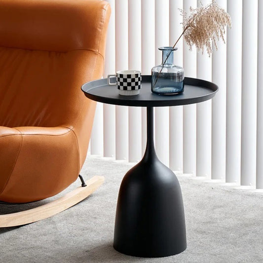 60 CM Iron Black Matte Side Table Coffee Table and Decorative Accent for Living Room Bedroom Home Decor - Medaid