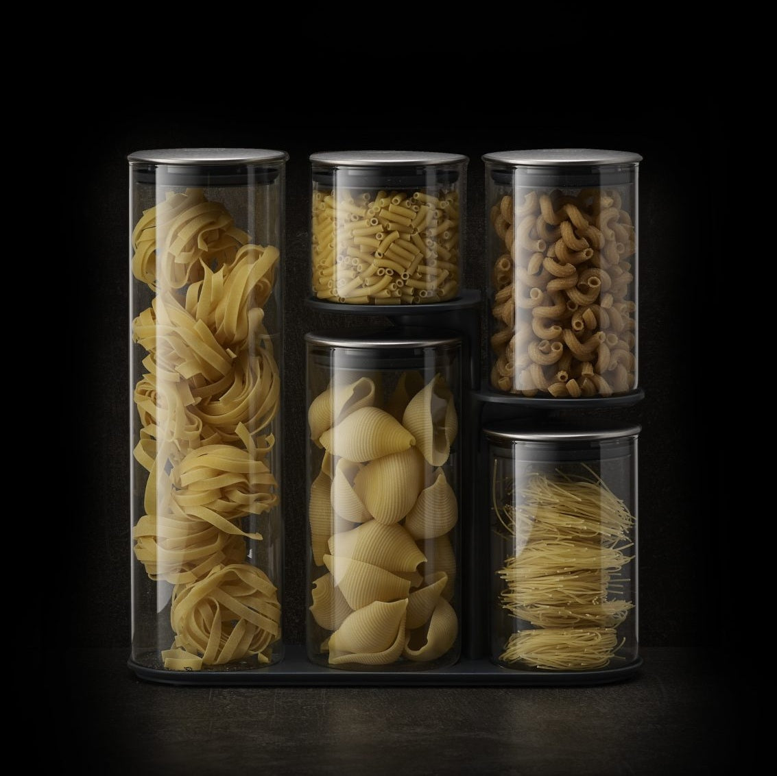 Joseph Joseph Podium 100 5 PCS Glass Storage Jar Set W/Stand - Medaid