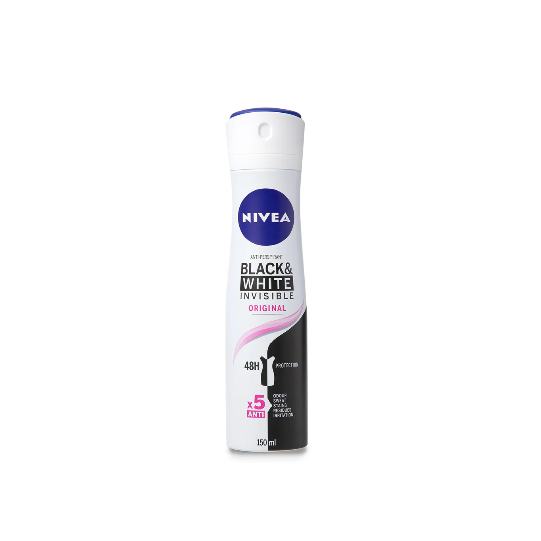 Nivea Invisible For Women Black & White Original Deodorant Spray 150ml - Medaid
