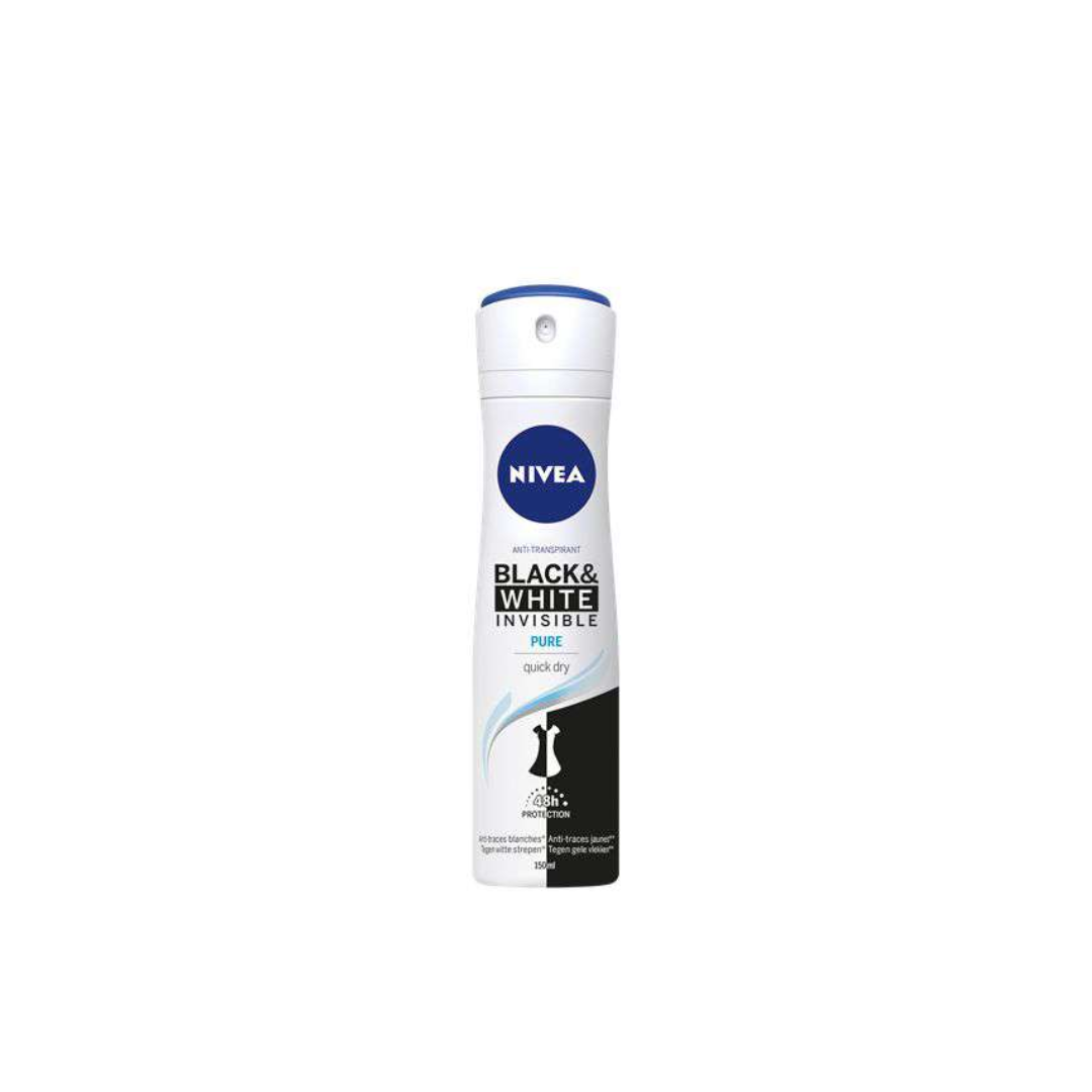 Nivea Black & White Invisible Pure Deodorant Spray For Women 150ml - Medaid
