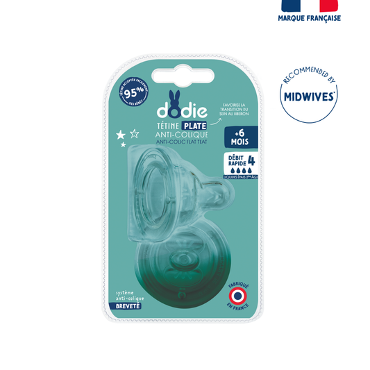 Dodie Teat Sensation+ Flat Anti-Colic Wide Neck +6 Months Silicone Flow 4 - Medaid