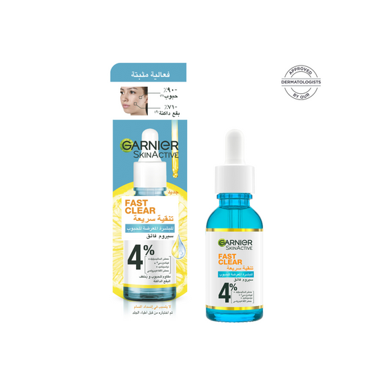 Garnier Fast Clear [4%] Salicylic Acid, Vitamin C, Niacinamide, AHA - Anti-Acne Treatment Booster Serum 30ml - Medaid