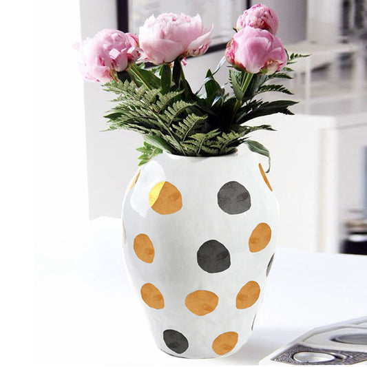 40 CM Modern Creative Ceramic Vase with Polka Dots for Living Room Office Porch Desktop - Medaid
