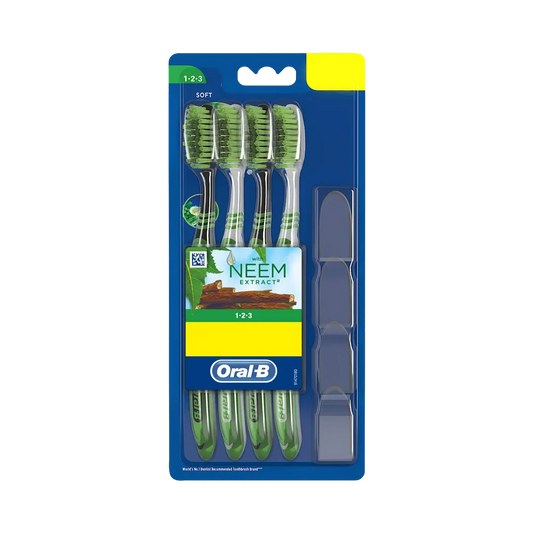 Oral-B 1.2.3 With Neem Extracts Soft Toothbrush - 4Pcs - Medaid