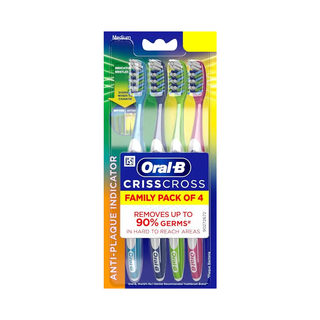 Oral-B Criss Cross Bristles Medium Toothbrush Family Pack - 4 Pcs - Medaid