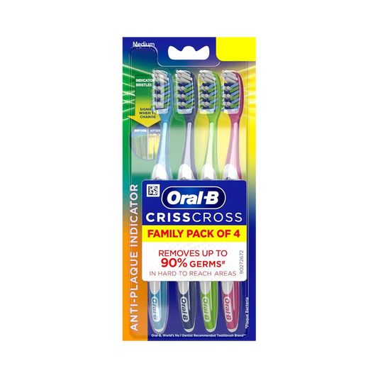 Oral-B Criss Cross Bristles Medium Toothbrush Family Pack - 4 Pcs - Medaid