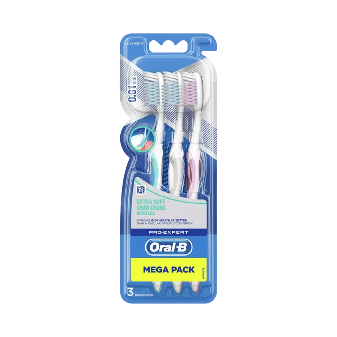 Oral-B Pro Expert Extra Soft Criss Cross Bristles Toothbrush Mega Pack - 3 Pcs - Medaid