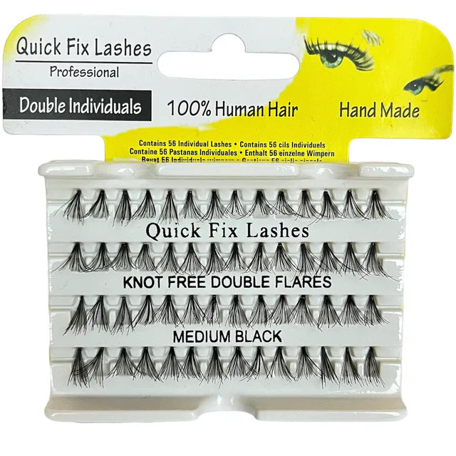 QUICK FIX LASHES KNOT FREE DOUBLE FLARES MEDIUM BLACK - Medaid