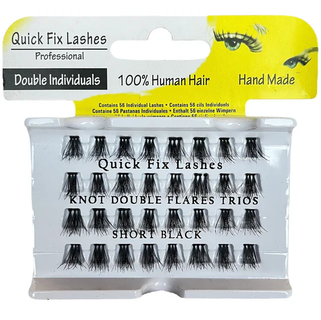 QUICK FIX LASHES TRIOS KNOT INDIVIDUALS DOUBLE FLARES TRIOS SHORT BLACK - Medaid