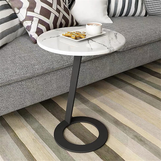 40 CM, Pillar Side Table with Marble Top, Coffee Table for Living Room, Guest Room, Bedroom - Medaid