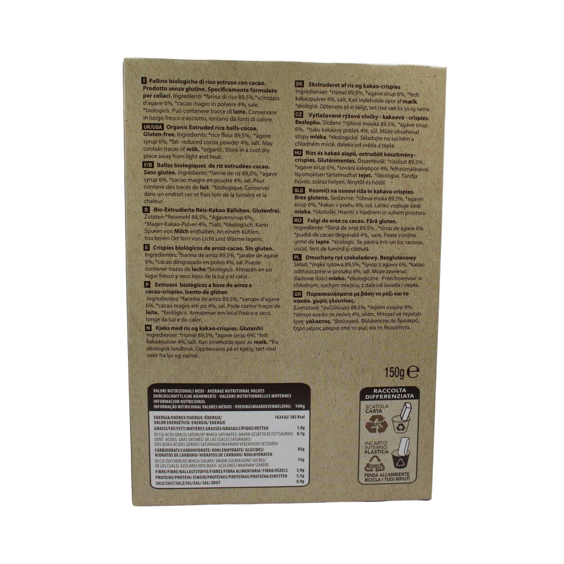 Rice&Rice Organic Rice Crispies With Cocoa - Medaid