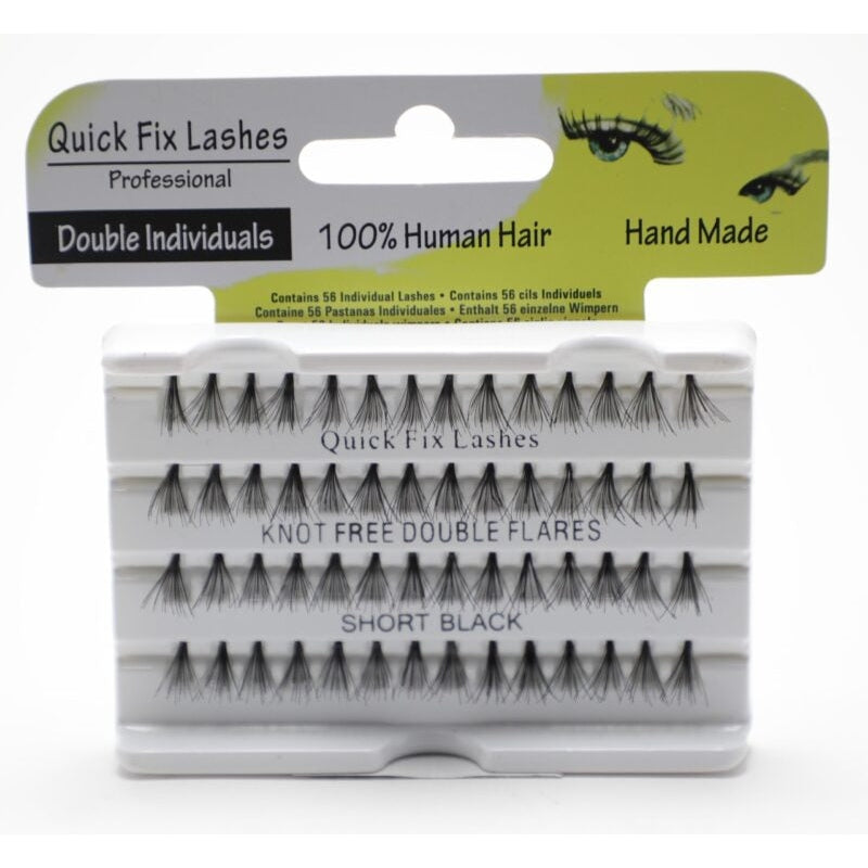 QUICK FIX INDIVIDUALS LASHES KNOT FREE DOUBLE FLARES SHORT BLACK - Medaid