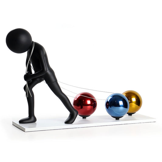 60 CM Resin Simple Creative Figure Pulling Ball Sculpture Ornament for Shopping Mall Hotel Home Decoration - Medaid