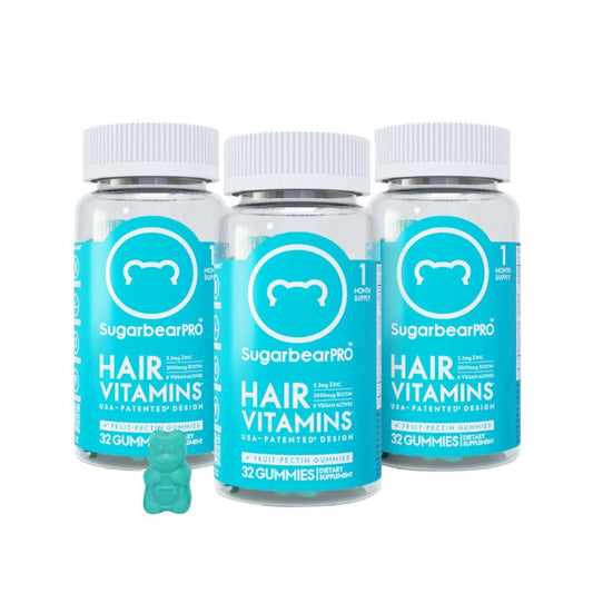 Sugarbear Pro Hair Vitamin Vegan Gummies - 3 Month Pack + Brush - Medaid