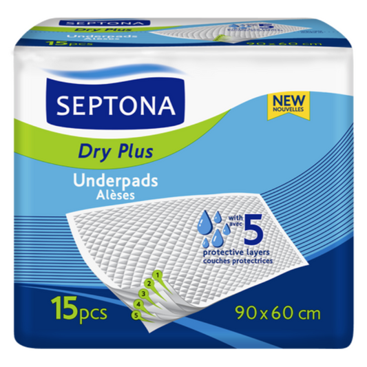 Septona Dry Plus Underpads 90X60Cm 15Pcs - Medaid