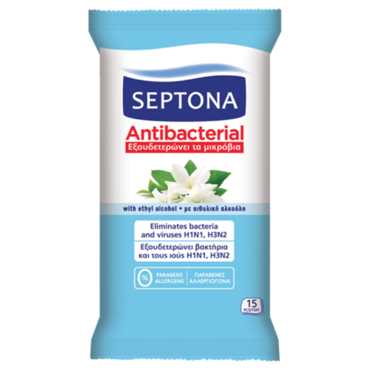 Septona Antibacterial Wipes With Jasmine Fragrance 15 Wipes - Medaid