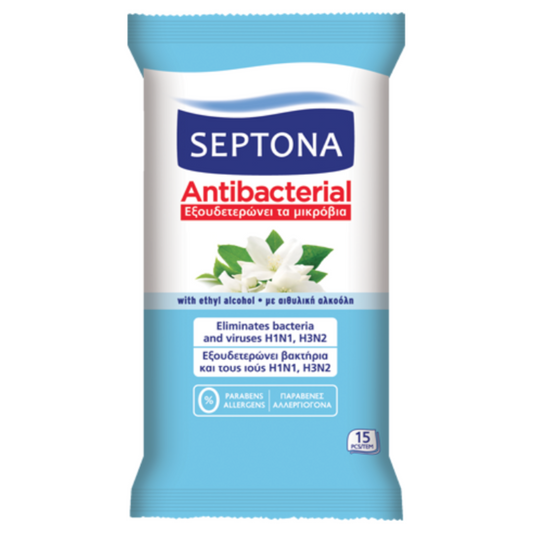 Septona Antibacterial Wipes With Jasmine Fragrance 15 Wipes - Medaid