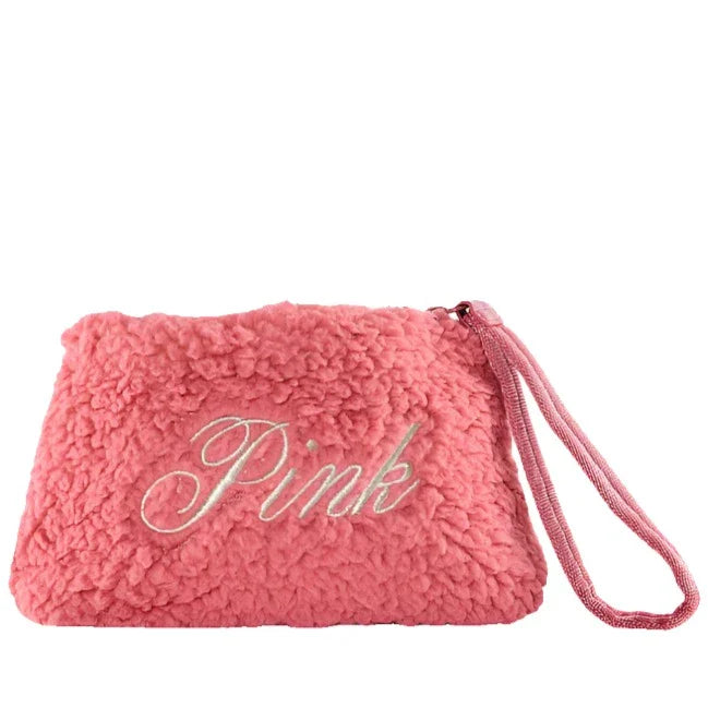 Victoria's Secret - Zippered Fleece Cosmetics Bag | Pink | + Sleeping Eye Mask - Medaid