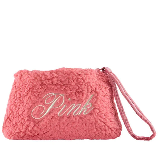 Victoria's Secret - Zippered Fleece Cosmetics Bag | Pink | + Sleeping Eye Mask - Medaid