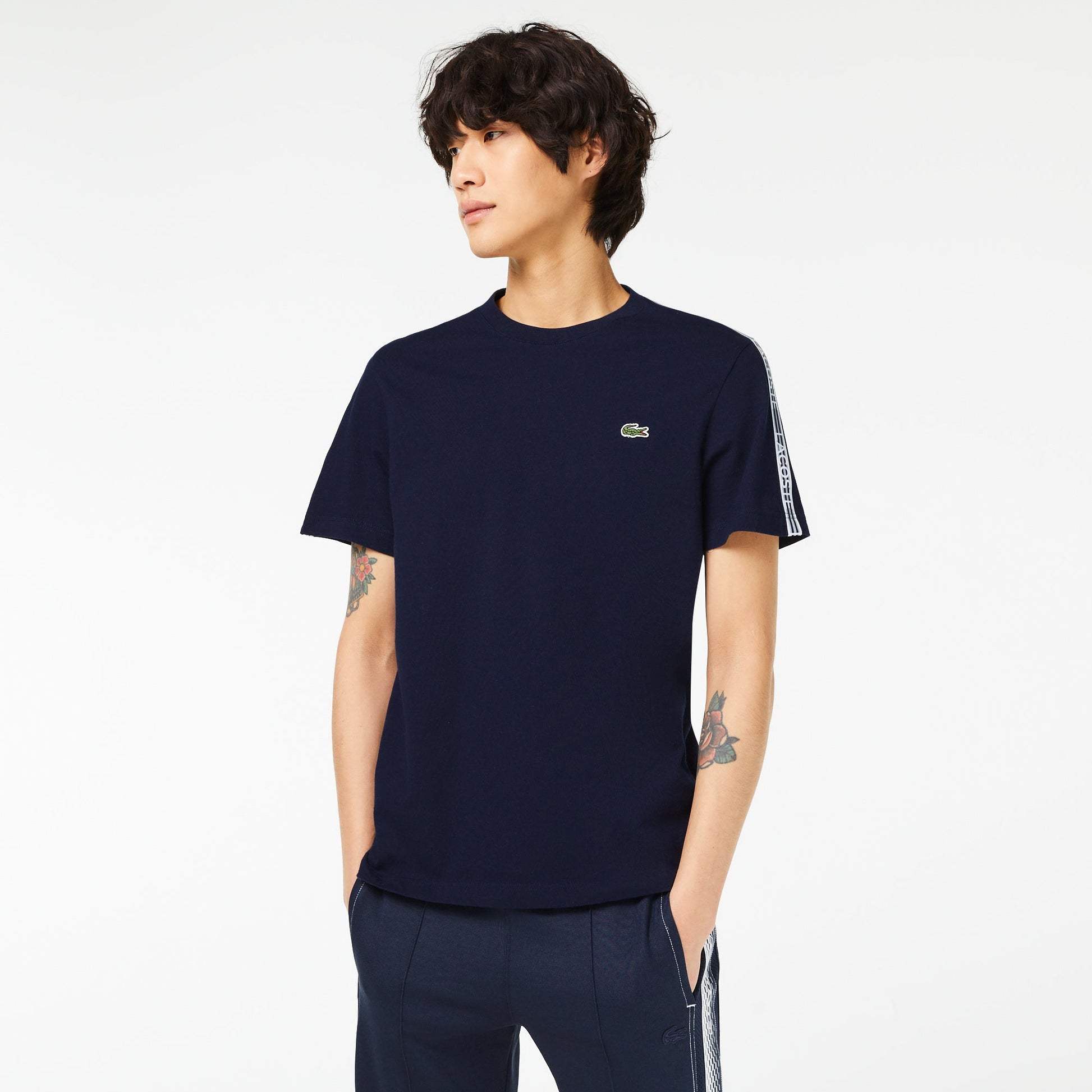 Mens Lacoste Regular Fit Logo Stripe T-shirt - TH5071 - Medaid International