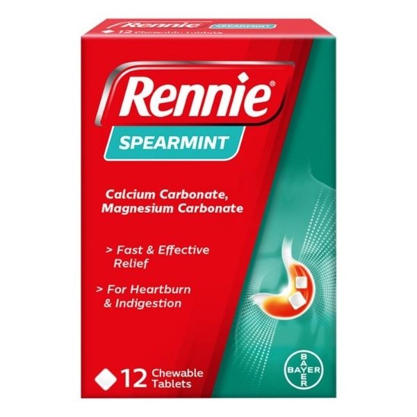 Rennie - Spearmint 12 Chewable Tablets - Medaid