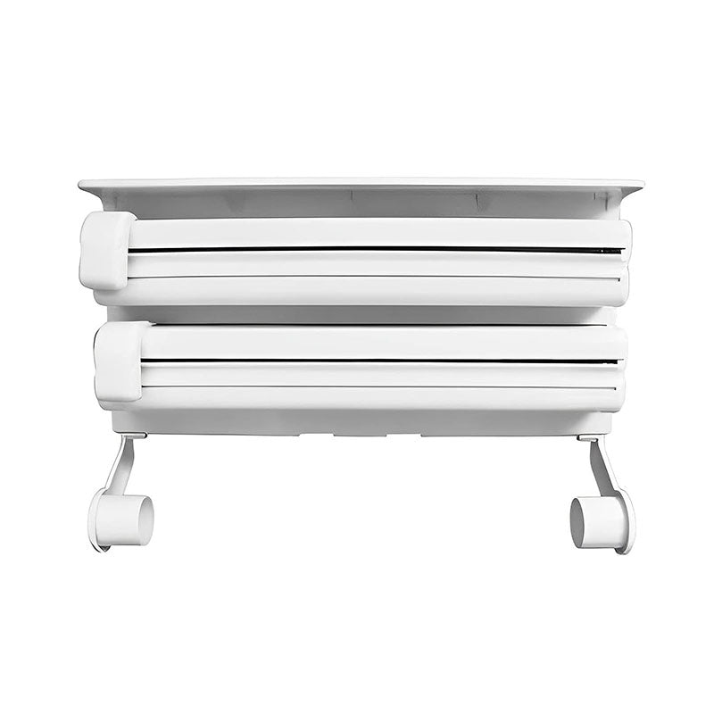 38 CM, Wall Mounted Triple Paper Dispenser with Cutter and Storage Shelf for Cling Film Wrap, Aluminum Foil and Kitchen Paper Roll for Kitchen Usage - Medaid