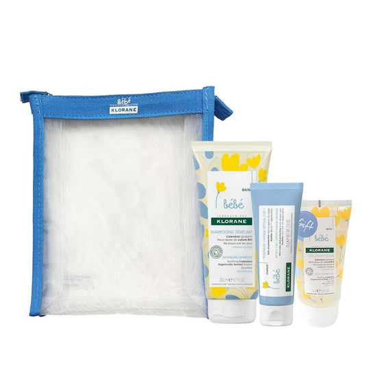 Klorane Baby Bath Kit: Erytheal Diaper Change Ointment 75G + Detangling Shampoo 200ML + Gel Lavant 75ML (Gift) + Mini Bag (Gift) - Medaid