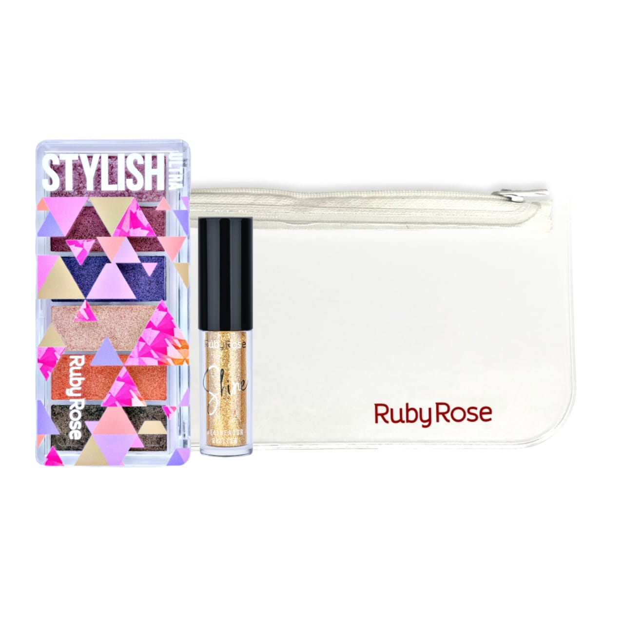 Ruby rose Stylish Eyeshadow(HB-1069) + Glitter Eyeliner(HB-8416-4) + FREE POUCH - Medaid