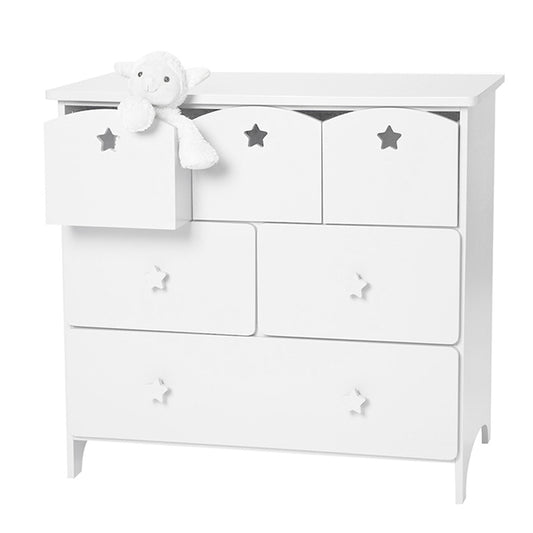 90 CM Wooden Dresser Chest of Drawers Freestanding Storage Commode with 6 Drawers for Bedroom Nursery White - Medaid