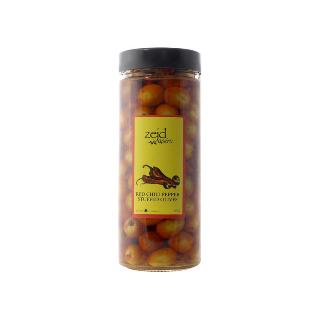 Red Chili Pepper Stuffed Olives