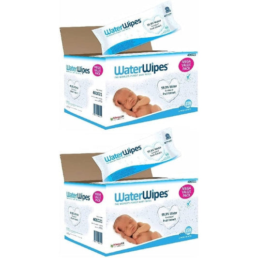 Waterwipes Baby Wipes Megavalue Twin-Pack 24x60s - WaterWipes Plastic-Free Original-baby Wipes, 99.9% Water Based Wipes, Unscented & Hypoallergenic for Sensitive Skin, 60 Count (Pack of 24) Total 1,440 wipes, Packaging May Vary - Medaid