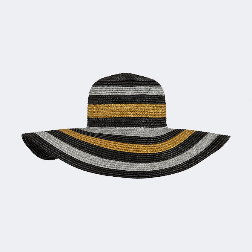 Oil And Gaz Stylish Women Beach Sun Hat Black/Sliver/Gold - Medaid