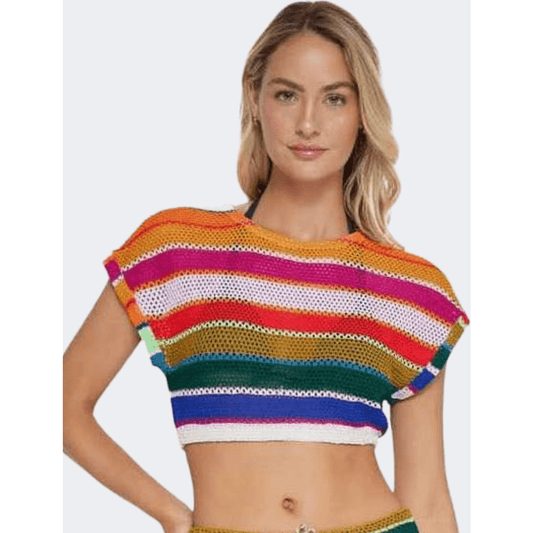 Pq Swim Calypso Renee Crop Top Women Beach Shirt Multicolor - Medaid