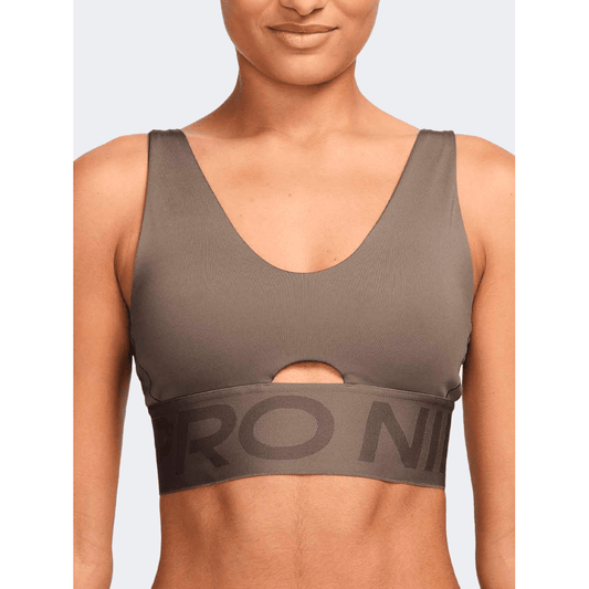 Nike Pro Indy Plunge Women Training Bra Mink Brown/Ironstone - Medaid