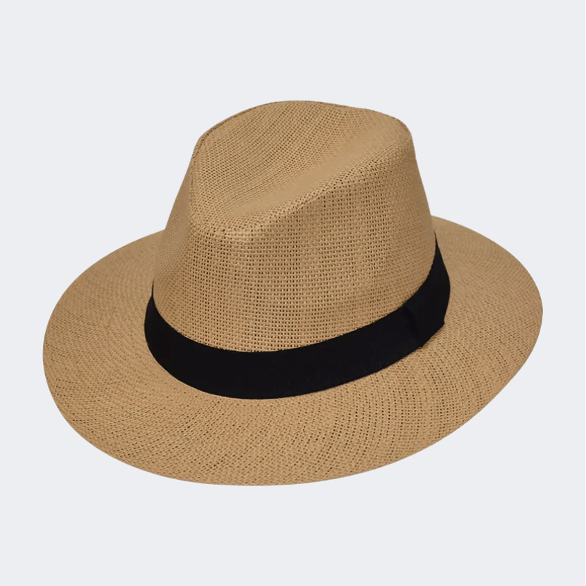 Stamion Fedora With Ribbon &#206;œen Men Beach Hat Light Brown - Medaid