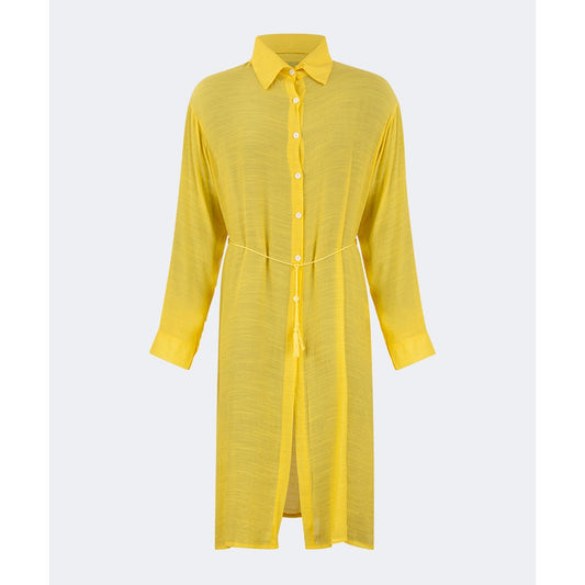 Oil And Gaz Chic Women Beach Linnen Dress Ls Yellow - Medaid