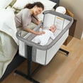 AILEEKISS Baby Bassinet Bedside Sleeper, Height Adjustable Newborn Baby Bassinet with Wheels, Grey - Medaid