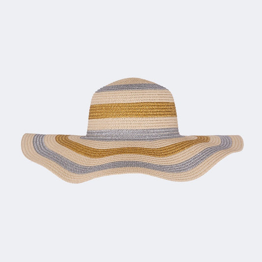 Oil And Gaz Stylish Women Beach Sun Hat Beige/Sliver/Gold - Medaid