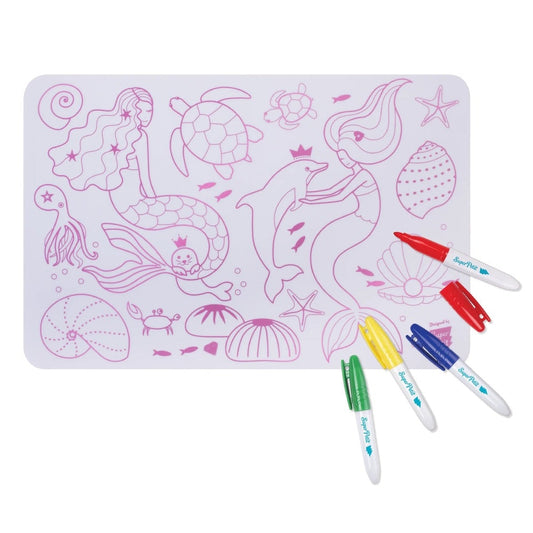 Coloring PlaceMat + 5 Erasable Markers - Mermaid - Medaid International
