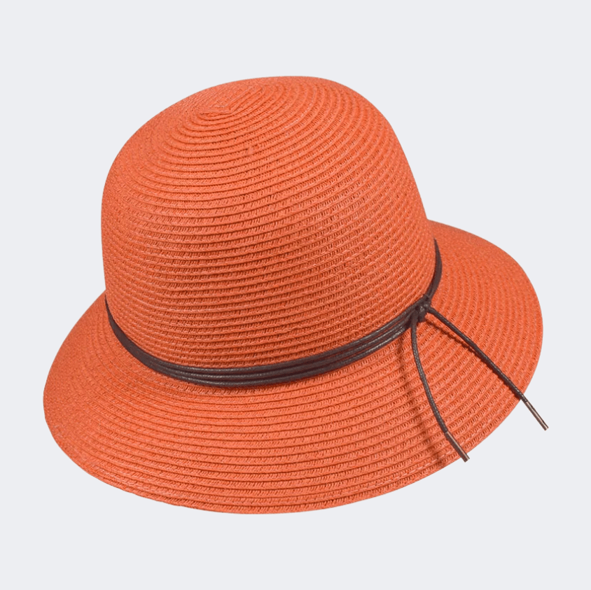 Stamion Cloche With Decorative Cord Women Beach Hat Coral - Medaid