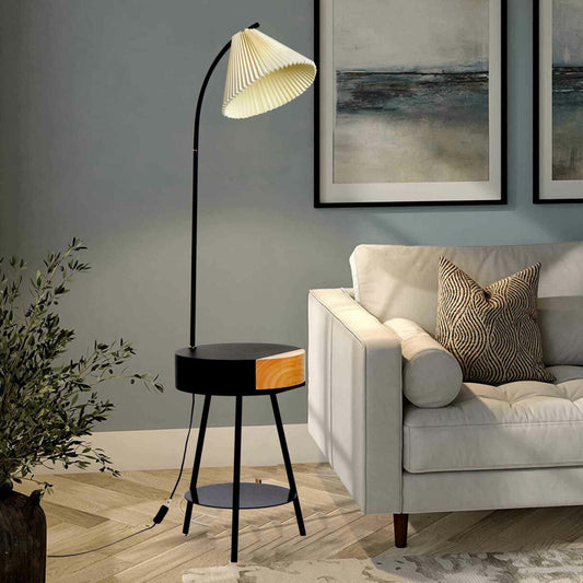 160 CM, Coffee Table Floor Lamp with Drawer and Shelf for Living Room Bedside - Medaid