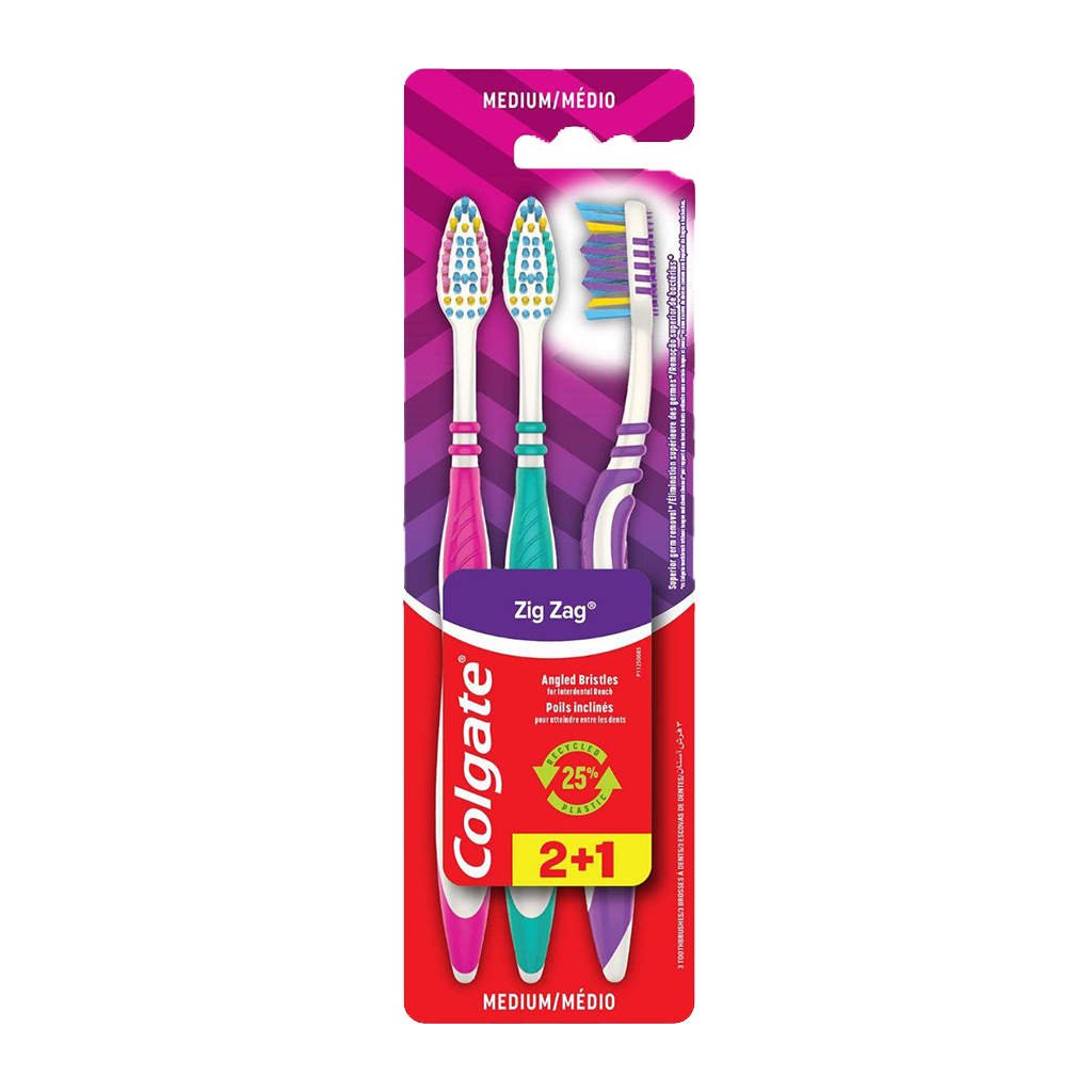 Colgate Zigzag Toothbrush - 3 Pcs - Medaid
