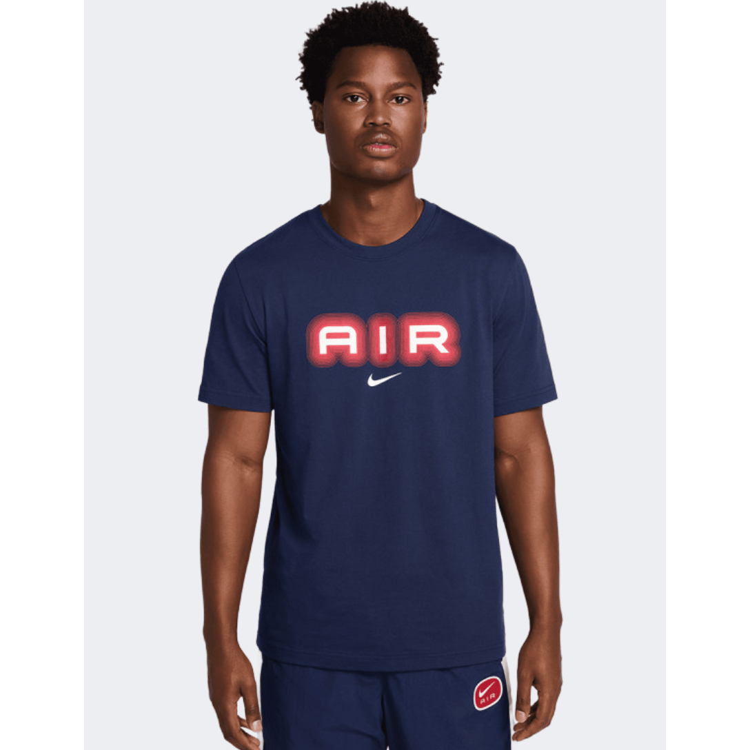 Nike Sportswear Air Graphic Men Lifestyle T-Shirt Midnight Navy/Red - Medaid